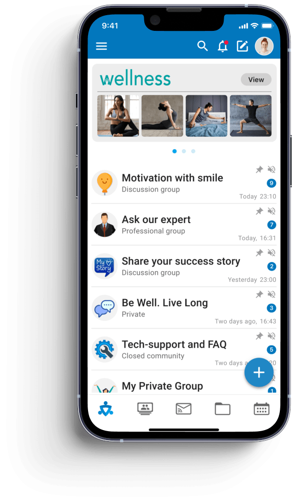 A glance at the app's wellness page