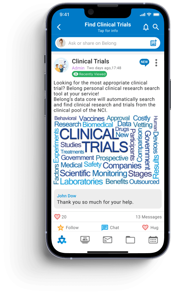 find Clinical Trials in Belong app